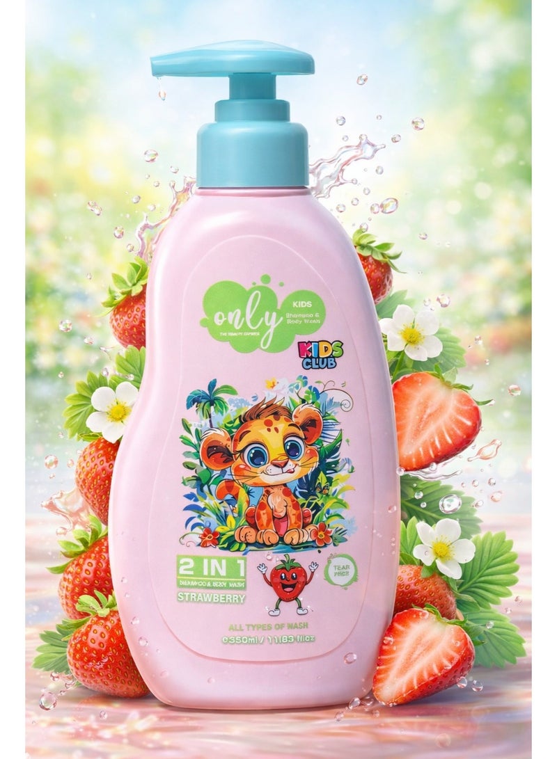 Only Aura Kids Club 2-in-1 Strawberry Shampoo & Body Wash – Made in Canada – 350ml Tear-Free Formula - Image 2